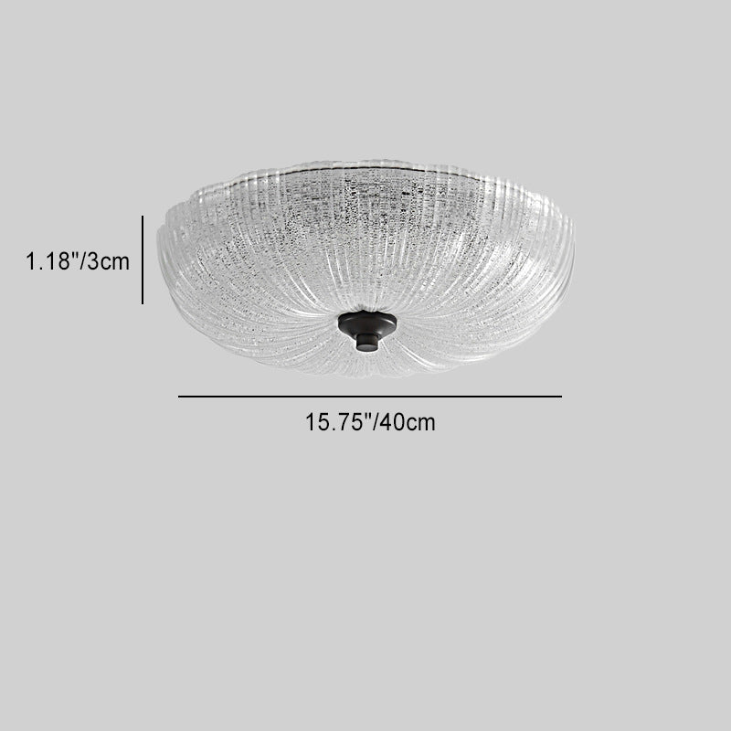 Contemporary Nordic Round Stripe Handmade Glass Copper LED Flush Mount Ceiling Light For Living Room