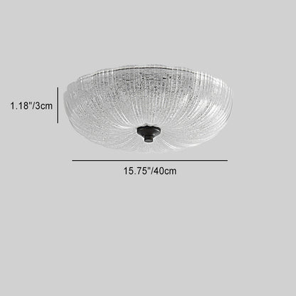 Contemporary Nordic Round Stripe Handmade Glass Copper LED Flush Mount Ceiling Light For Living Room