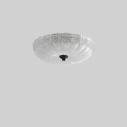 Contemporary Nordic Round Stripe Handmade Glass Copper LED Flush Mount Ceiling Light For Living Room