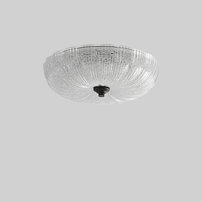 Contemporary Nordic Round Stripe Handmade Glass Copper LED Flush Mount Ceiling Light For Living Room