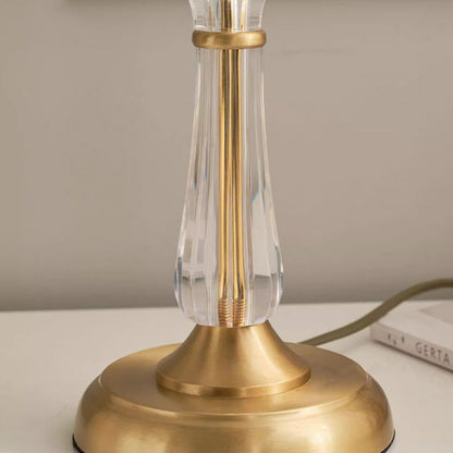 Traditional European Round Domed Lace Full Copper Acrylic 1-Light Table Lamp For Bedroom