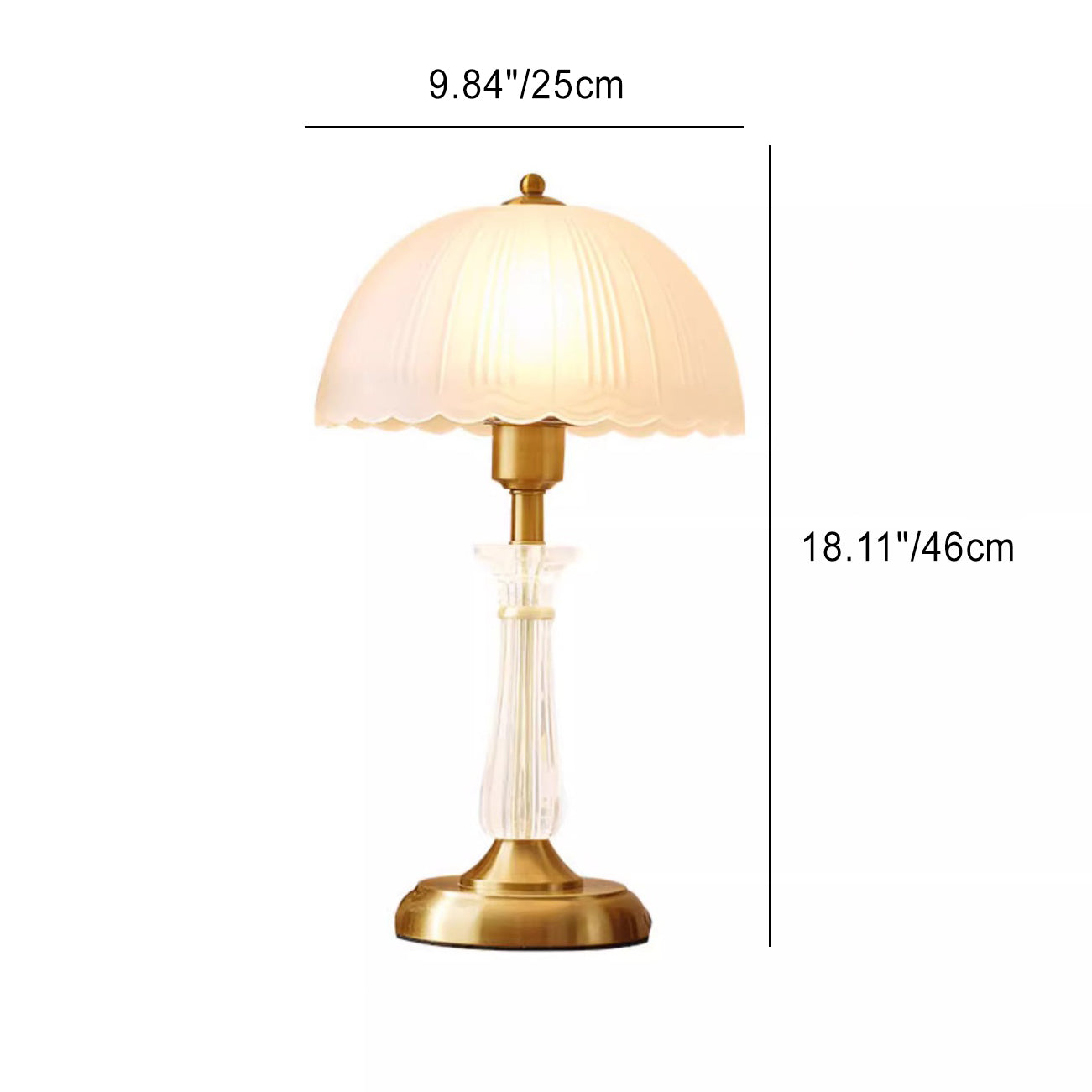 Traditional European Round Domed Lace Full Copper Acrylic 1-Light Table Lamp For Bedroom
