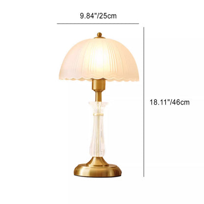 Traditional European Round Domed Lace Full Copper Acrylic 1-Light Table Lamp For Bedroom