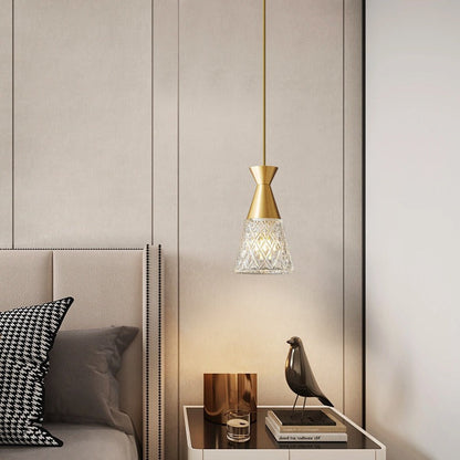 Modern Minimalist Cone Brass Frame Glass Shade 1/3 Light Island Light Chandelier For Dining Room