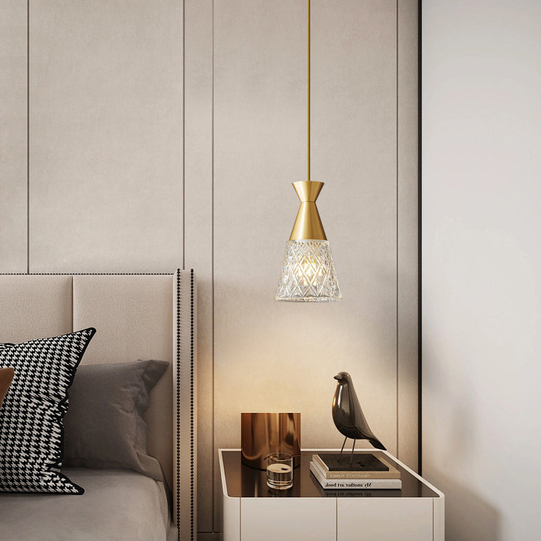 Modern Minimalist Cone Brass Frame Glass Shade 1/3 Light Island Light Chandelier For Dining Room