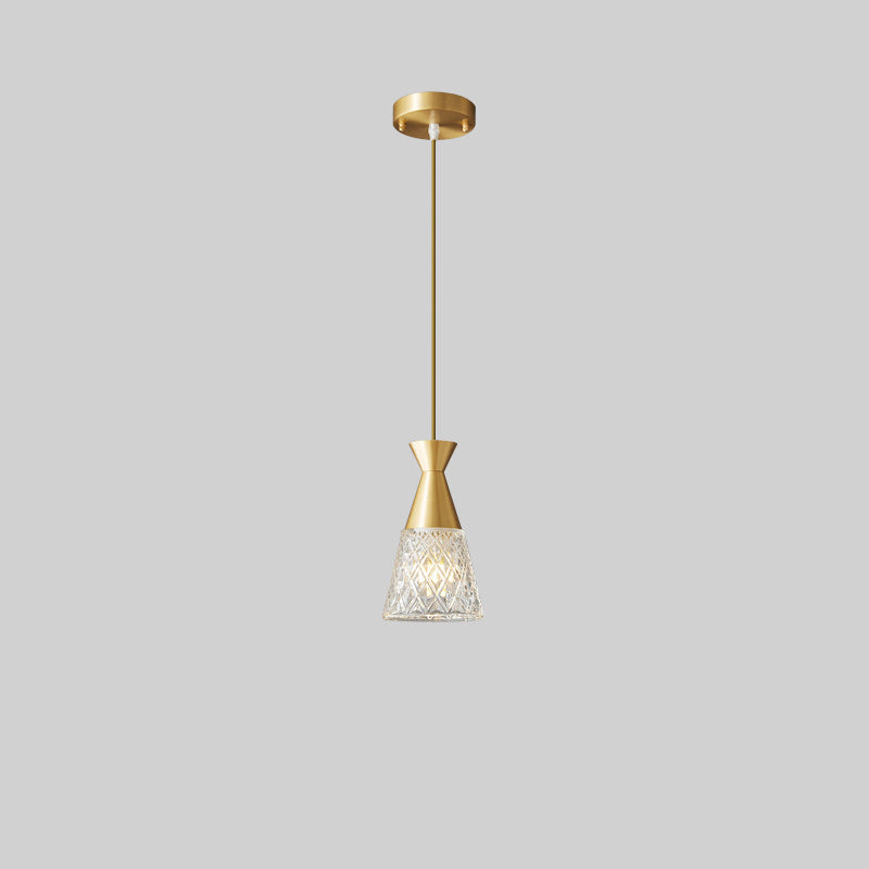 Modern Minimalist Cone Brass Frame Glass Shade 1/3 Light Island Light Chandelier For Dining Room