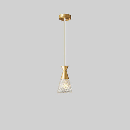 Modern Minimalist Cone Brass Frame Glass Shade 1/3 Light Island Light Chandelier For Dining Room