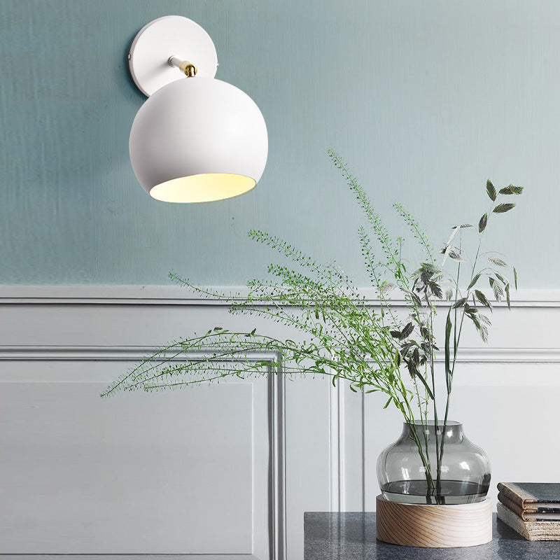 Modern Minimalist Round Globe Iron 1-Light Wall Sconce Lamp For Bedroom