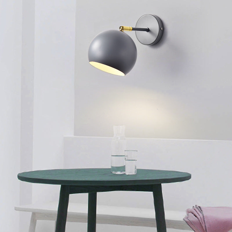 Modern Minimalist Round Globe Iron 1-Light Wall Sconce Lamp For Bedroom