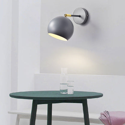 Modern Minimalist Round Globe Iron 1-Light Wall Sconce Lamp For Bedroom