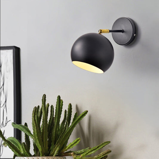 Modern Minimalist Round Globe Iron 1-Light Wall Sconce Lamp For Bedroom