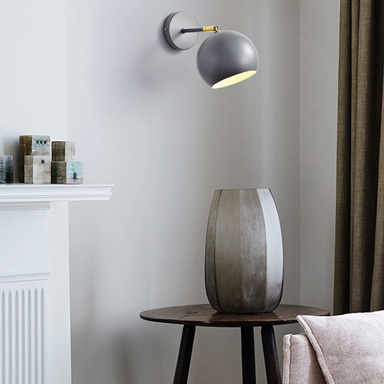 Modern Minimalist Round Globe Iron 1-Light Wall Sconce Lamp For Bedroom
