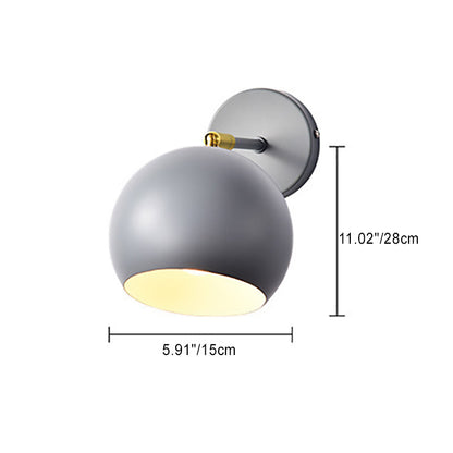 Modern Minimalist Round Globe Iron 1-Light Wall Sconce Lamp For Bedroom