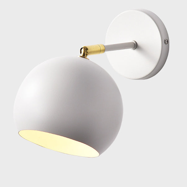 Modern Minimalist Round Globe Iron 1-Light Wall Sconce Lamp For Bedroom