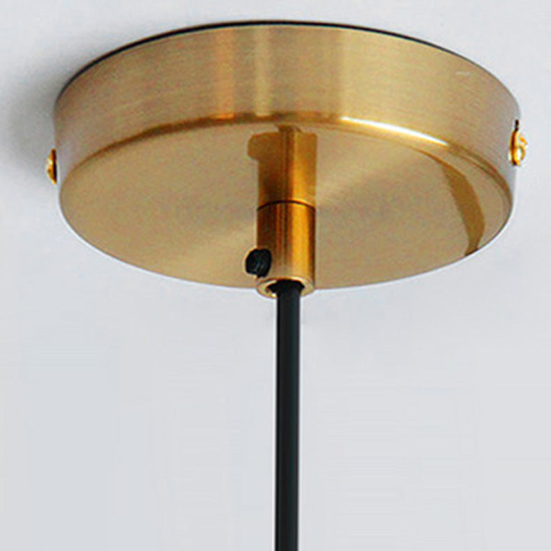 Contemporary Industrial Round Disc Half Dome Iron Glass Shade 1-Light Pendant Light For Living Room