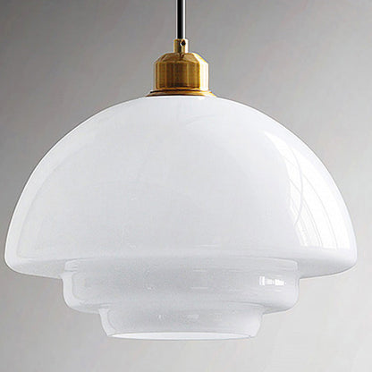 Contemporary Industrial Round Disc Half Dome Iron Glass Shade 1-Light Pendant Light For Living Room