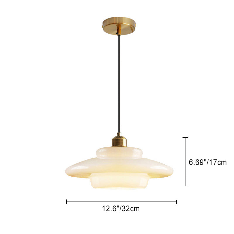Contemporary Industrial Round Disc Half Dome Iron Glass Shade 1-Light Pendant Light For Living Room