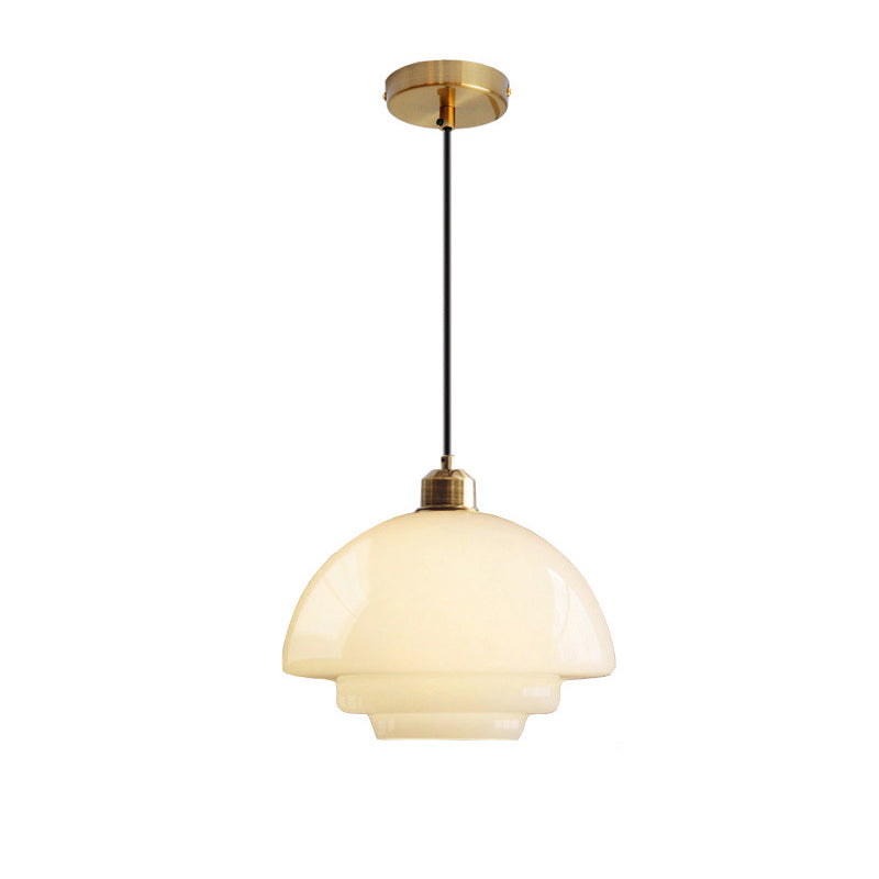 Contemporary Industrial Round Disc Half Dome Iron Glass Shade 1-Light Pendant Light For Living Room