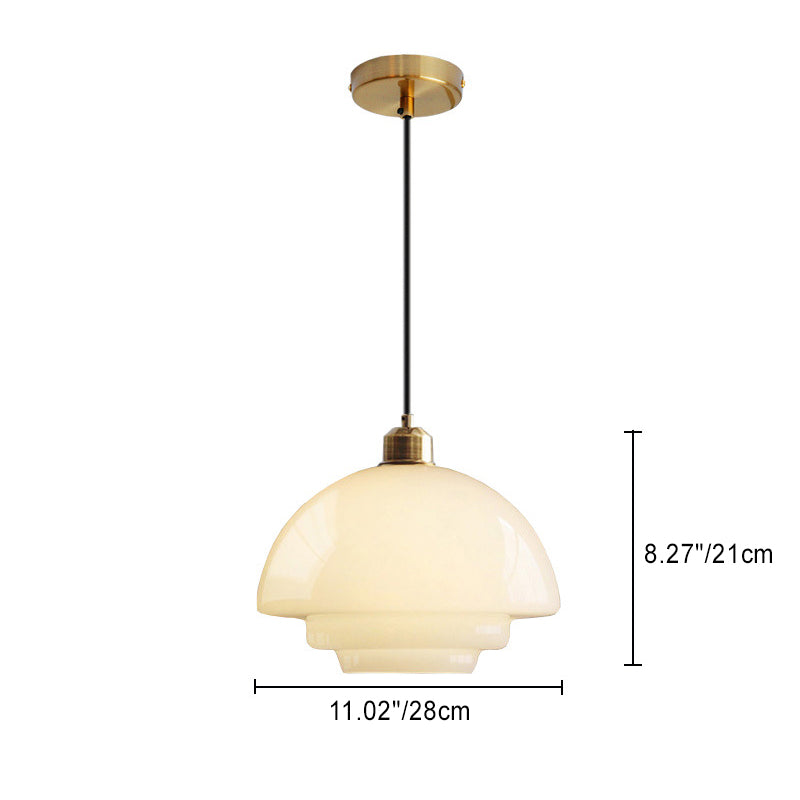 Contemporary Industrial Round Disc Half Dome Iron Glass Shade 1-Light Pendant Light For Living Room