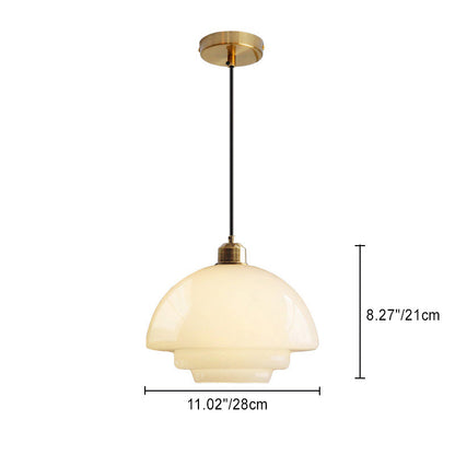 Contemporary Industrial Round Disc Half Dome Iron Glass Shade 1-Light Pendant Light For Living Room