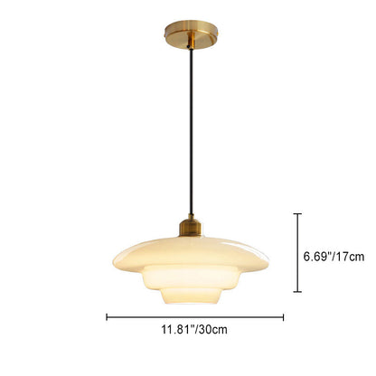 Contemporary Industrial Round Disc Half Dome Iron Glass Shade 1-Light Pendant Light For Living Room