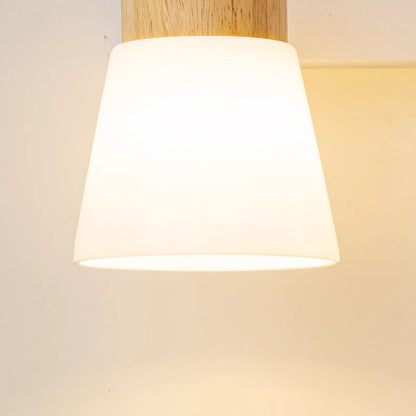 Modern Minimalist Cylinder Wood Glass Shade 1/2 Light Wall Sconce Lamp For Bedroom