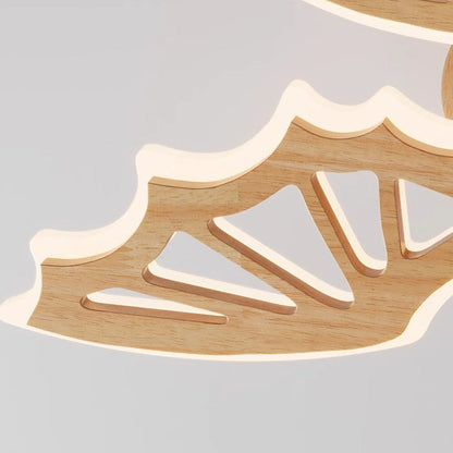 Contemporary Creative Kids Dinosaur Solid Wood Acrylic LED Semi-Flush Mount Ceiling Light For Bedroom
