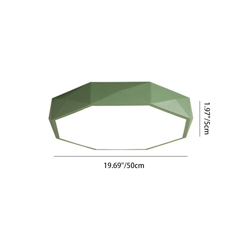 Modern Minimalist Kids Diamond Shape Iron Acrylic Shade LED Flush Mount Ceiling Light For Bedroom