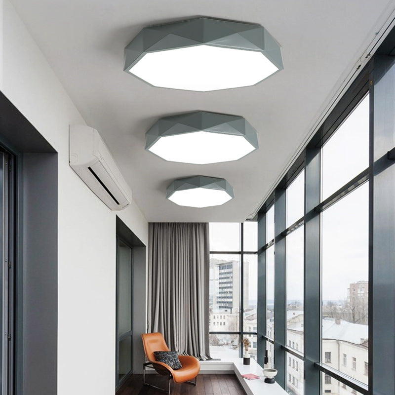 Modern Minimalist Kids Diamond Shape Iron Acrylic Shade LED Flush Mount Ceiling Light For Bedroom