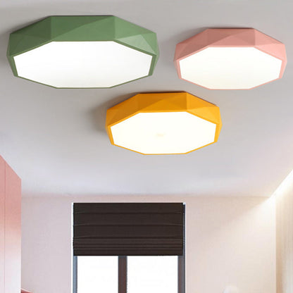 Modern Minimalist Kids Diamond Shape Iron Acrylic Shade LED Flush Mount Ceiling Light For Bedroom