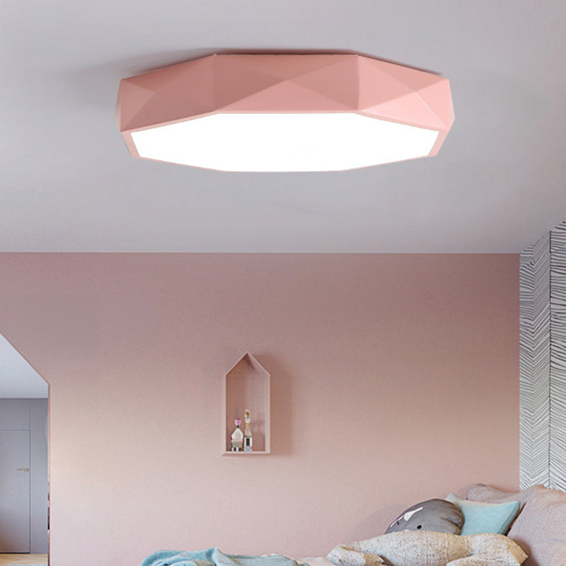 Modern Minimalist Kids Diamond Shape Iron Acrylic Shade LED Flush Mount Ceiling Light For Bedroom