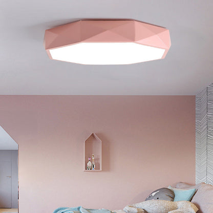 Modern Minimalist Kids Diamond Shape Iron Acrylic Shade LED Flush Mount Ceiling Light For Bedroom