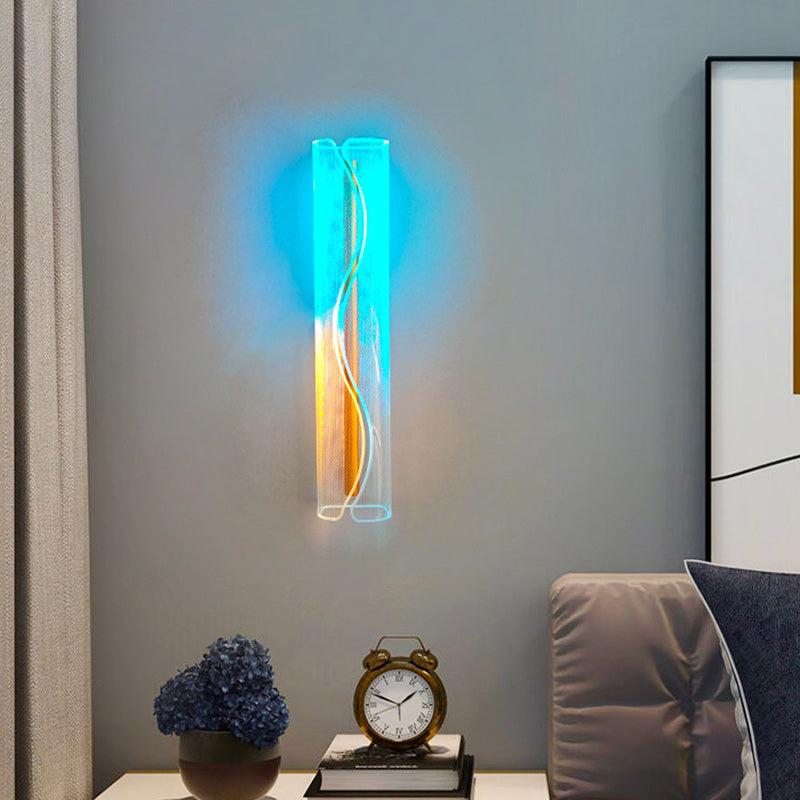 Modern Luxury Cylindrical Iron Aluminum Acrylic LED Wall Sconce Lamp For Living Room