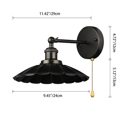Traditional Rustic Round Petal Iron 1-Light Wall Sconce Lamp For Bedroom