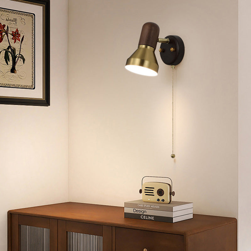 Traditional French Round Horn Shape Hardware 1-Light Wall Sconce Lamp For Bedroom