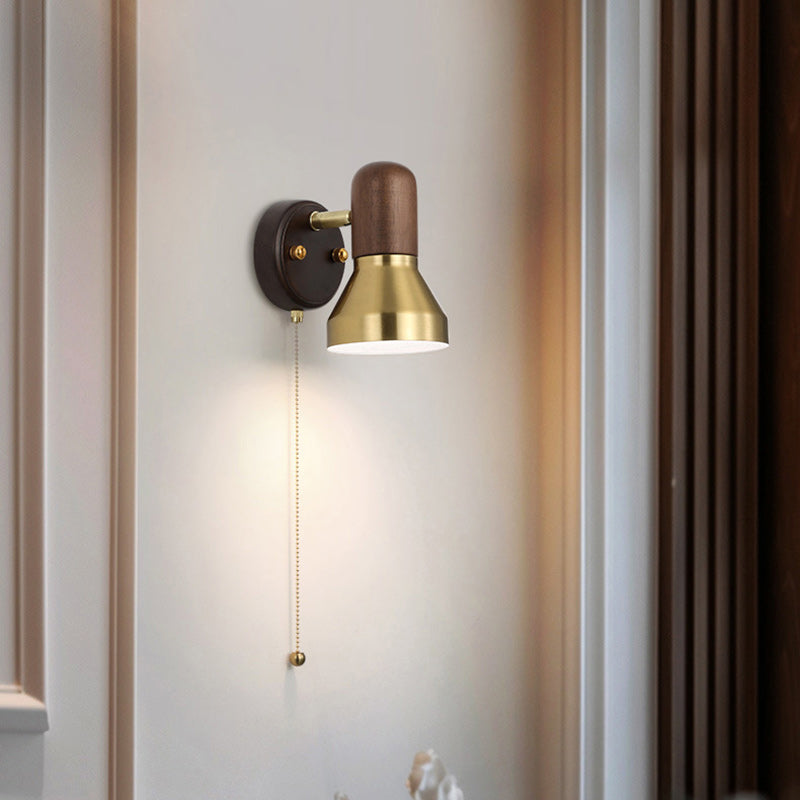 Traditional French Round Horn Shape Hardware 1-Light Wall Sconce Lamp For Bedroom