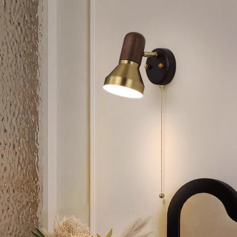 Traditional French Round Horn Shape Hardware 1-Light Wall Sconce Lamp For Bedroom