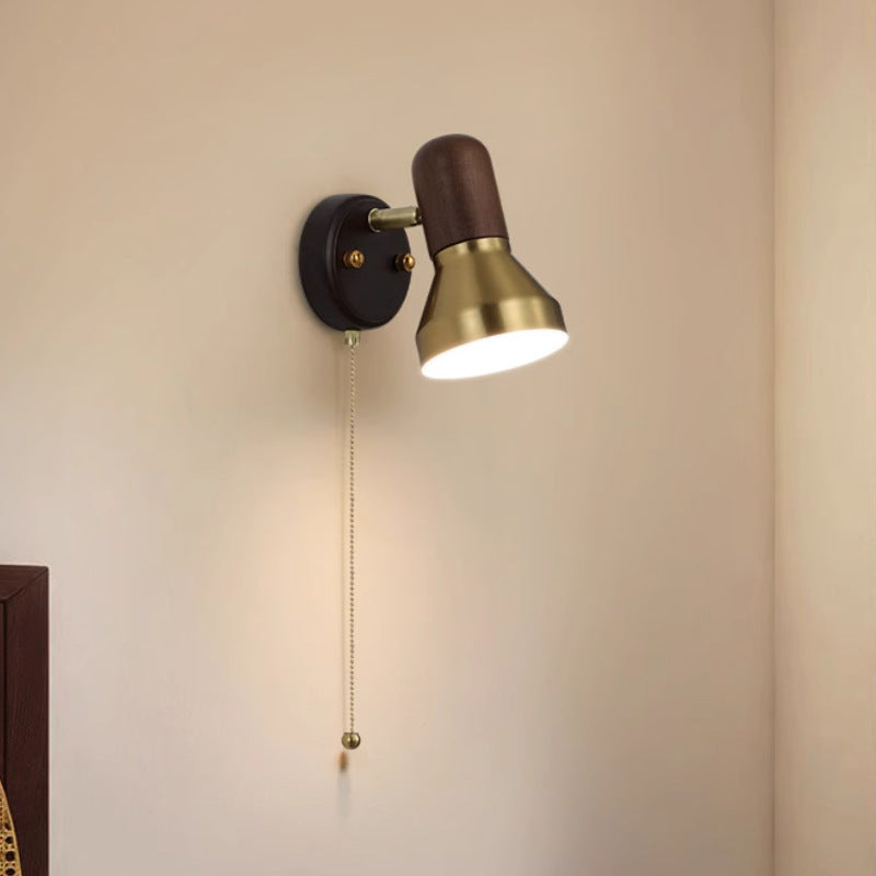 Traditional French Round Horn Shape Hardware 1-Light Wall Sconce Lamp For Bedroom