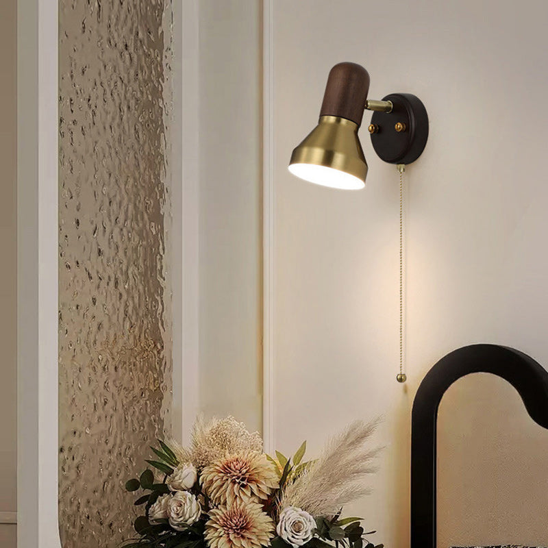 Traditional French Round Horn Shape Hardware 1-Light Wall Sconce Lamp For Bedroom