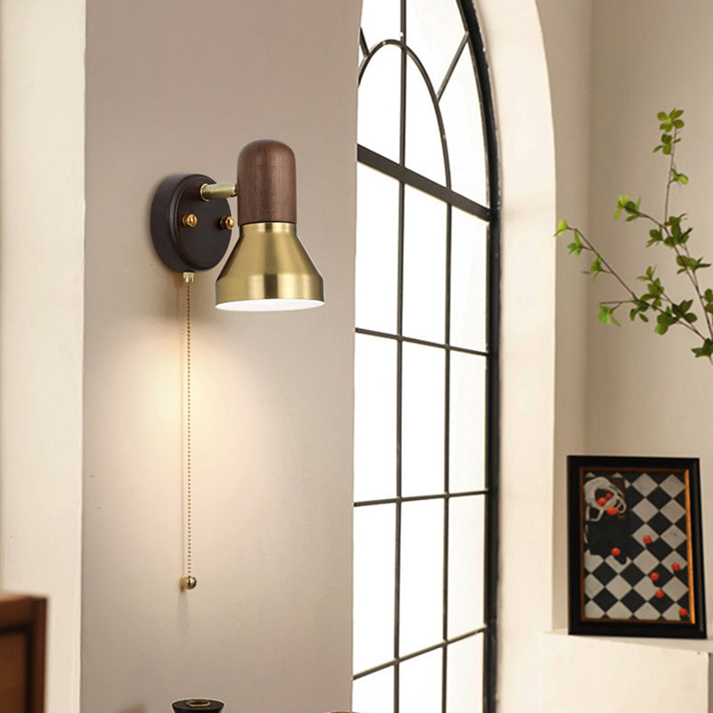 Traditional French Round Horn Shape Hardware 1-Light Wall Sconce Lamp For Bedroom