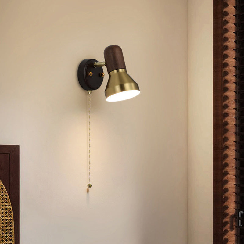 Traditional French Round Horn Shape Hardware 1-Light Wall Sconce Lamp For Bedroom