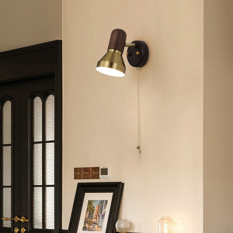 Traditional French Round Horn Shape Hardware 1-Light Wall Sconce Lamp For Bedroom