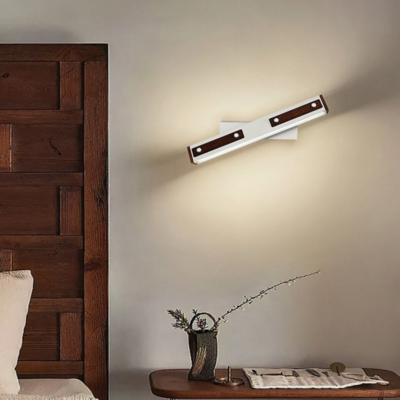 Modern Minimalist Rectangular Aluminum Iron Frame PP Shade LED Wall Sconce Lamp For Living Room