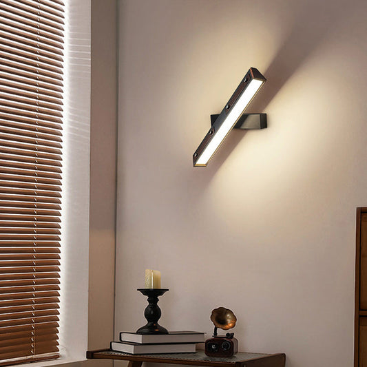 مصباح حائط LED بتصميم مستطيل عصري بسيط مصنوع من الألومنيوم والحديد ومظلة من مادة البولي بروبيلين لغرفة المعيشة 