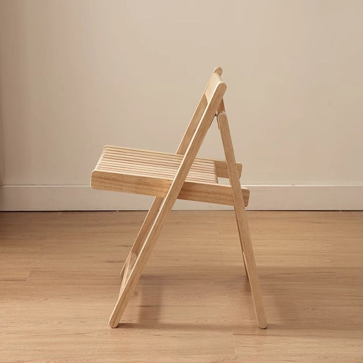 Contemporary Nordic Foldable Rectangular Wooden Slat Dining Chair Backrest For Dining Room