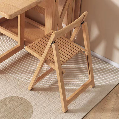 Contemporary Nordic Foldable Rectangular Wooden Slat Dining Chair Backrest For Dining Room
