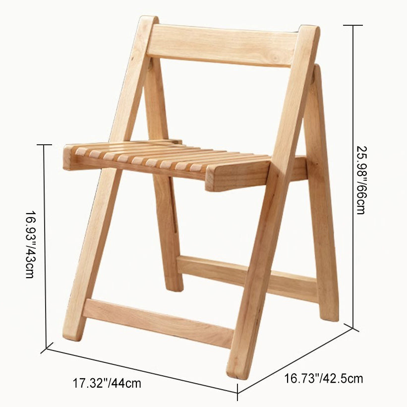 Contemporary Nordic Foldable Rectangular Wooden Slat Dining Chair Backrest For Dining Room