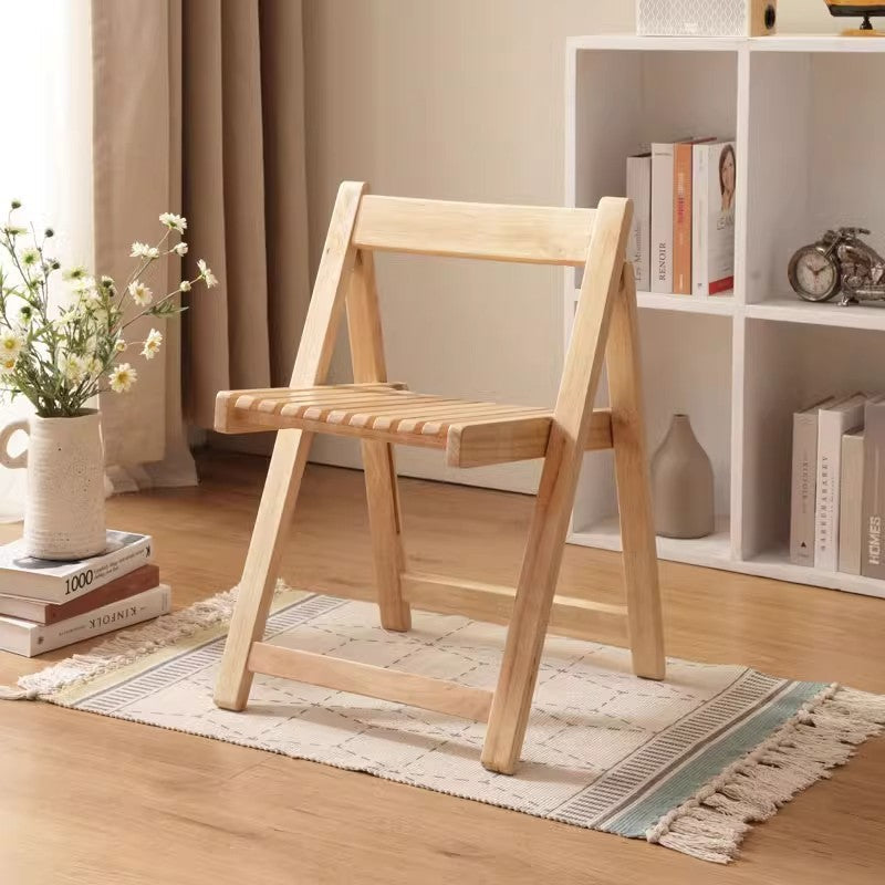 Contemporary Nordic Foldable Rectangular Wooden Slat Dining Chair Backrest For Dining Room