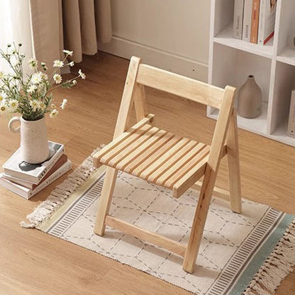 Contemporary Nordic Foldable Rectangular Wooden Slat Dining Chair Backrest For Dining Room