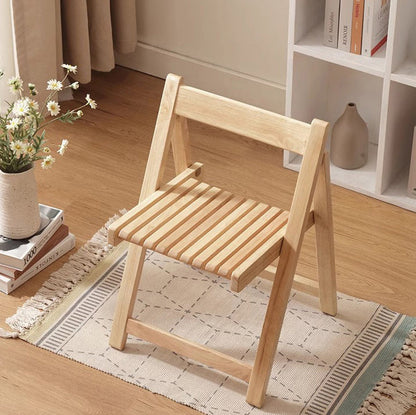 Contemporary Nordic Foldable Rectangular Wooden Slat Dining Chair Backrest For Dining Room